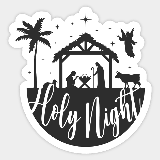 Holy Night, nativity scene, Cristian Christmas Sticker by BadrooGraphics Store